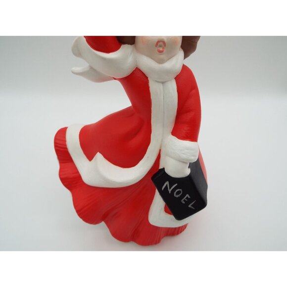 Vintage Atlantic Mold 8.5" Hand Painted Ceramic Lady Christmas Caroler Figurine - Picture 8 of 11